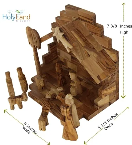 Small Olive Wood Nativity Set, 12 Pieces