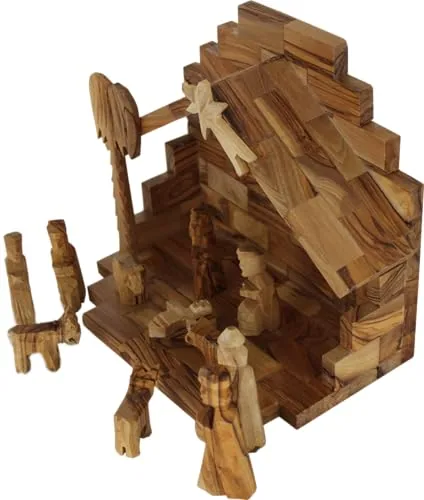 Small Olive Wood Nativity Set, 12 Pieces view 6