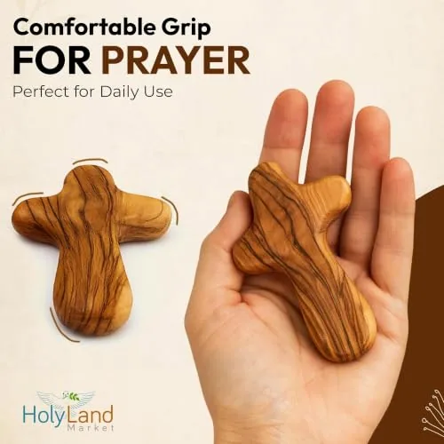 Olive Wood Comfort Crosses, 4 Inch, 10 Pack