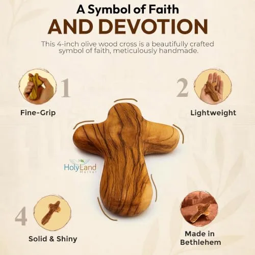 Olive Wood Comfort Cross, 4 Inch, Single view 4