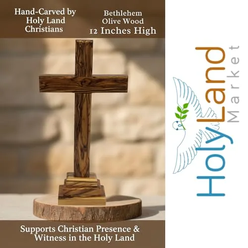Holy Land Market Olive Wood Standing Altar Cross, 12 Inch view 4