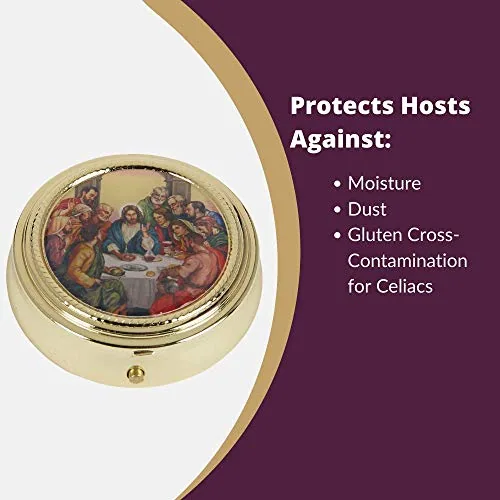 Autom Gold Toned Travelling Pyx with Last Supper Lid view 2