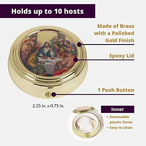 Autom Gold Toned Travelling Pyx with Last Supper Lid