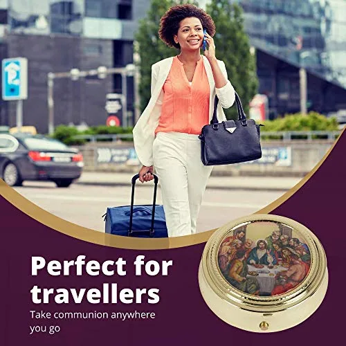 Autom Gold Toned Travelling Pyx with Last Supper Lid view 6