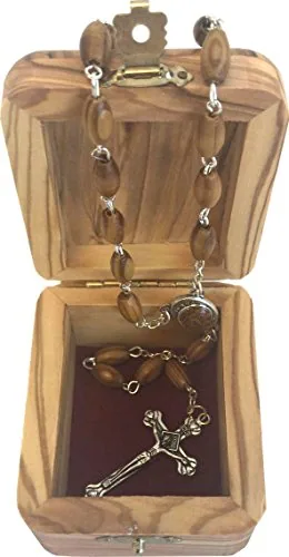 Olive Wood Rosary and Jerusalem Cross Box Set view 2