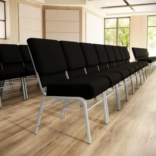 Flash Furniture HERCULES Church Chair, Black, 21 in view 3