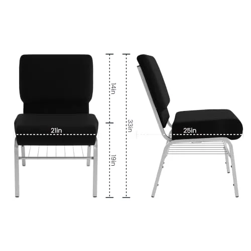 Flash Furniture HERCULES Church Chair, Black, 21 in