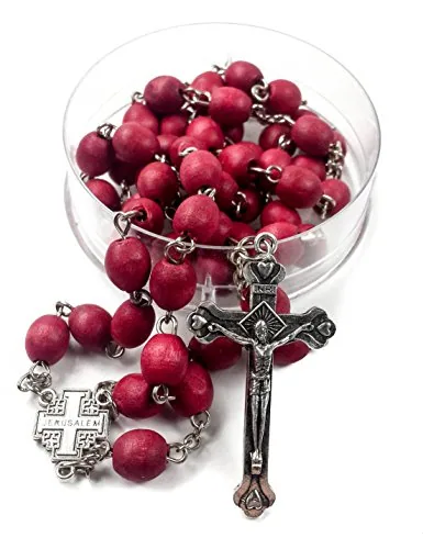 Rose-Scented Red Carved Bead Rosary view 2