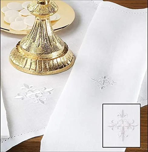 Fleur-de-Lis Cross 100% Linen Purificator, 12 x 18 in