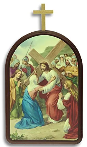 Italian Stations of the Cross Plaques, 8 in Cherry Finish view 3