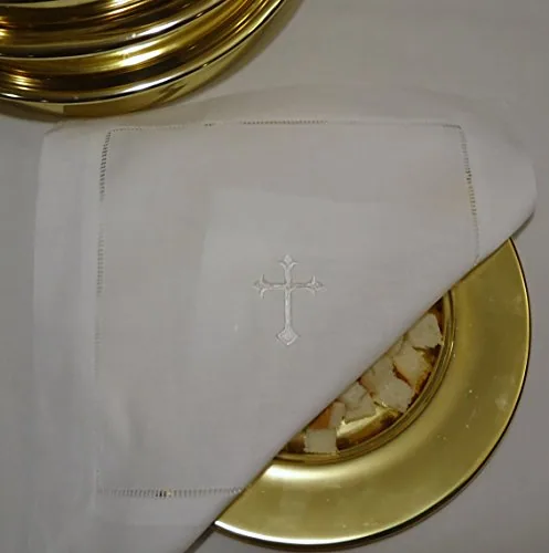 Integrity Designs Linen Cloth with White Cross, 12 in Square