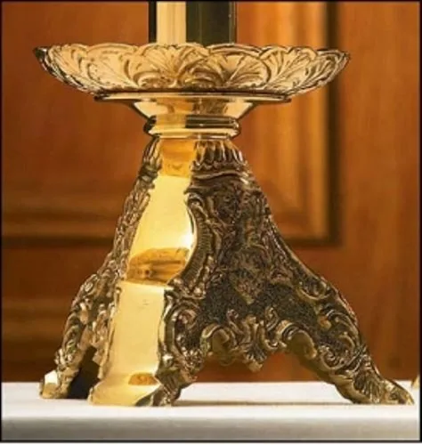 Roma Series Brass Altar and Paschal Candlestick, 8 in