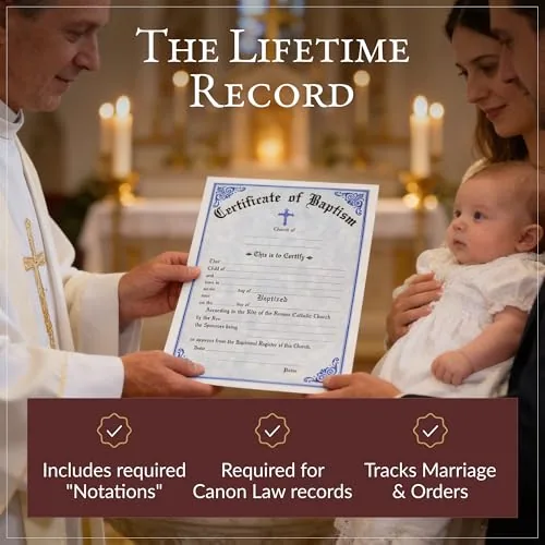 Catholic Baptism Certificates, Pad of 50 view 2