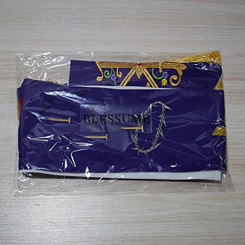 BLESSUME Reversible Stole, Purple and White view 6
