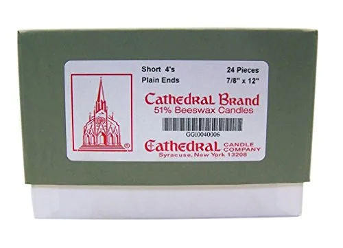 Cathedral 51% Beeswax Altar Candles, 7/8 x 12 in (24)