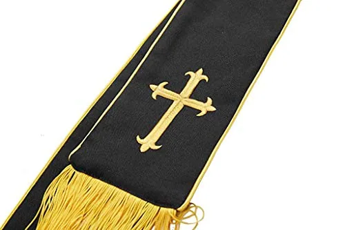 IvyRobes Band Cincture, Black With Gold Cross view 5