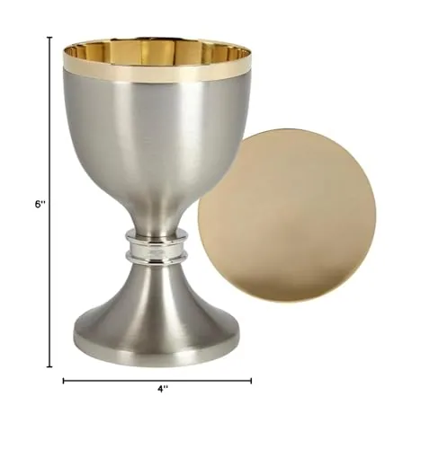 Sudbury Two-Tone Satin Nickel Chalice and Paten, 12 oz
