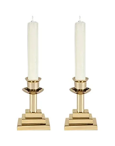 Will & Baumer Square Base Brass Candlesticks, Set of 2 view 4