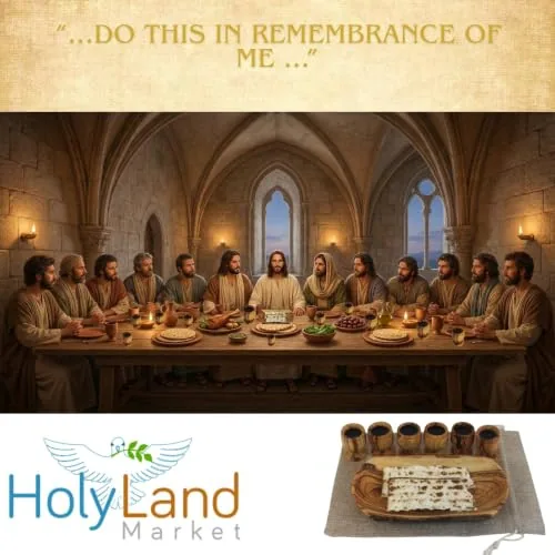 Olive Wood Communion Set, Oval Bowl and Six Cups view 2
