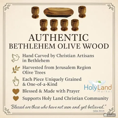 Olive Wood Communion Set, Oval Bowl and Six Cups view 4
