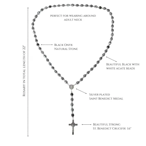 Black Agate Rosary with St. Benedict Medal