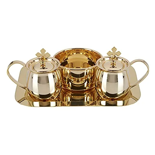 Sudbury Brass Cruet Set with Tray and Bowl, 5 oz