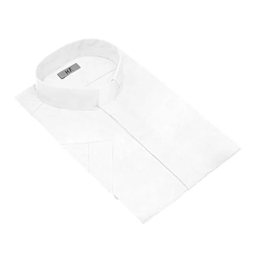 HFM Men's Short-Sleeve Tab Collar Shirt, White