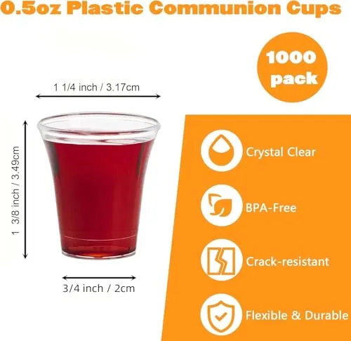 Bekith Clear Plastic Communion Cups, 0.5 oz (1,000)