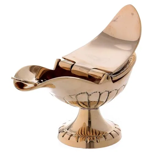 Holyart Gold Plated Brass Incense Boat with Spoon