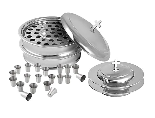 Mayur Mirror Stainless Communion Set, 2 Trays and 2 Plates