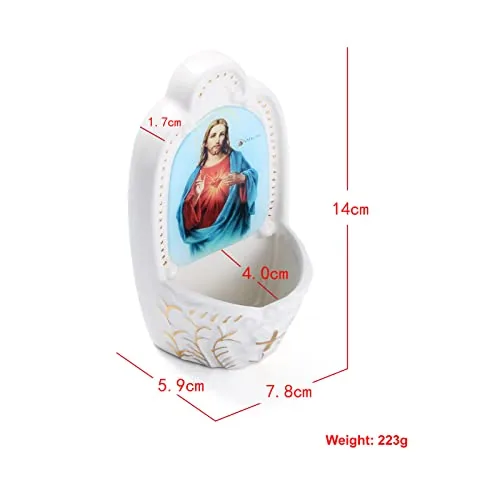 KOMI Porcelain Sacred Heart Holy Water Font view 2