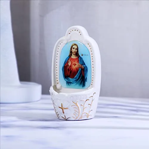 KOMI Porcelain Sacred Heart Holy Water Font view 3