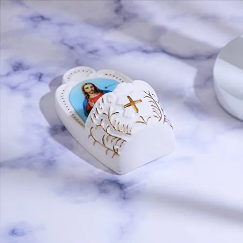 KOMI Porcelain Sacred Heart Holy Water Font view 4