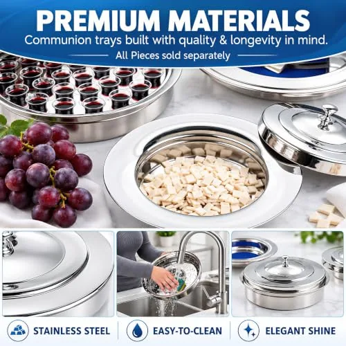 Steadfast Selections Stainless Offering Plate, Blue Pad view 3
