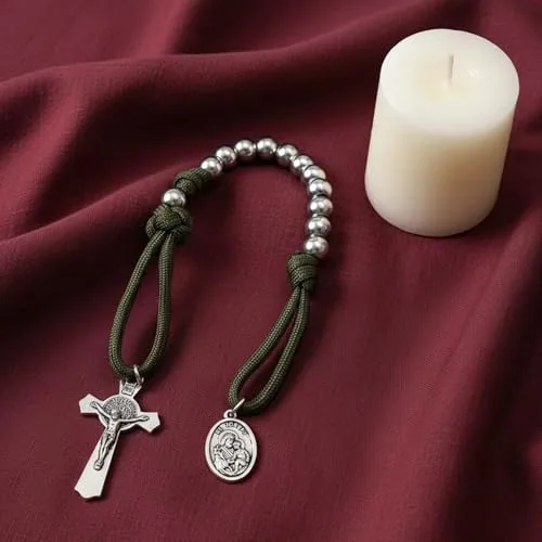One-Decade Paracord Pocket Rosary, St. Joseph Medal view 2