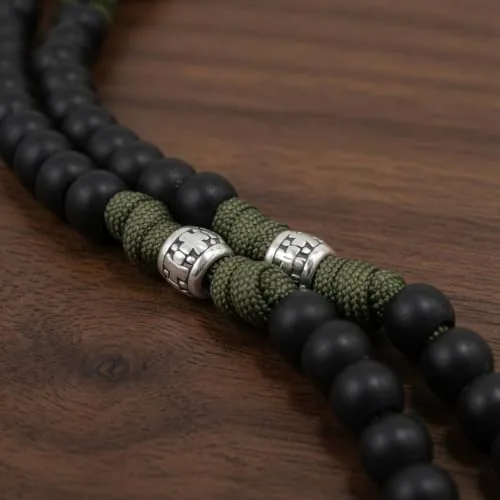 St. Michael Paracord Rosary, Black Beads view 5
