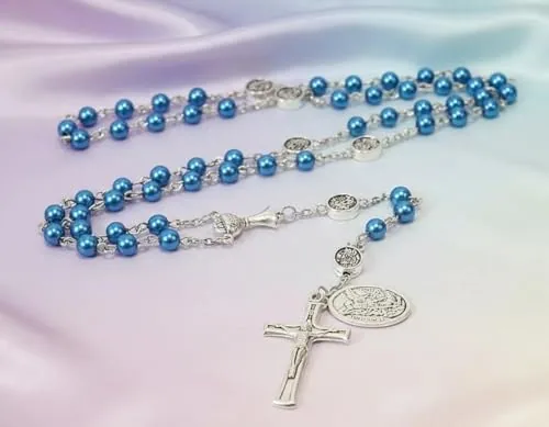 Pearl Rosary with St. Michael Medal and Chalice view 5