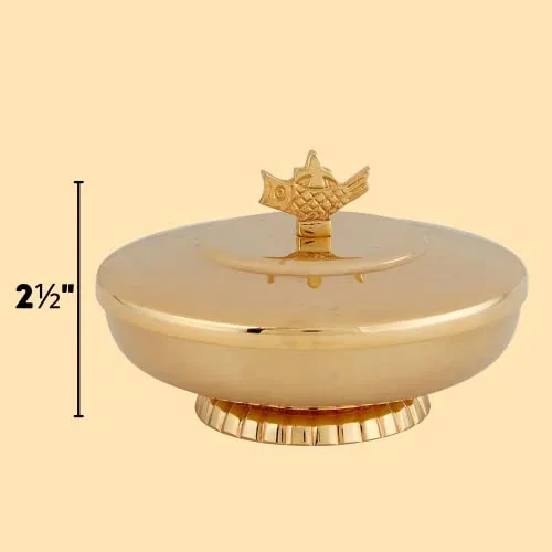 Needzo Small Brass Ciborium, Loaves and Fish Handle (50)