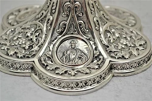 Gothic Silver Plated Chalice and Paten, Holy Family Panels view 2