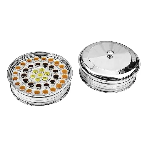 Two-Tray Stainless Steel Communion Set with Lid view 3