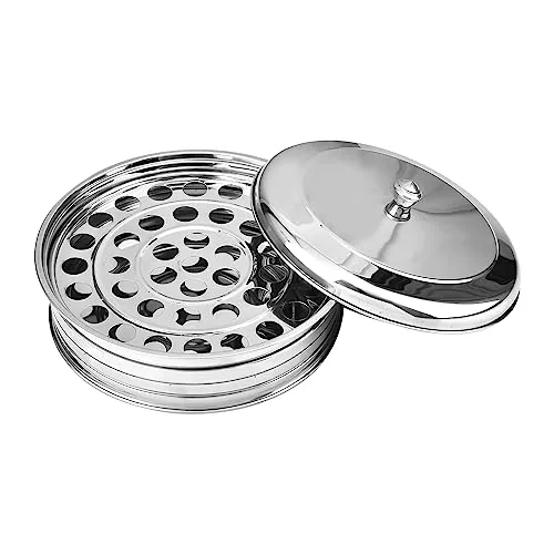Three-Tray Stainless Steel Communion Set with Lid