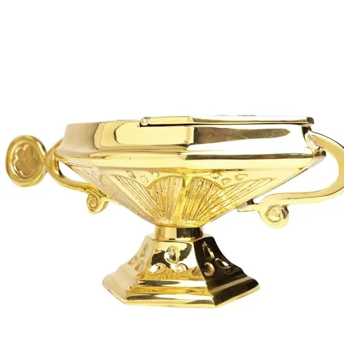 Needzo Detailed Brass Censer, Boat and Spoon Set, 10.5 in view 2