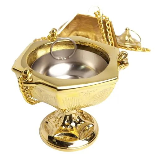 Needzo Detailed Brass Censer, Boat and Spoon Set, 10.5 in view 5