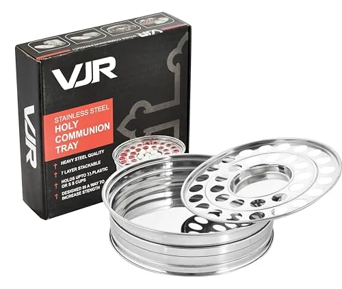 VJR Stainless Communion Tray with Bread Plate and 33 Cups view 6