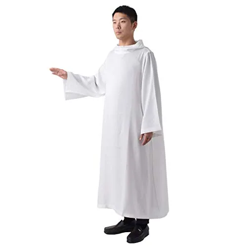 BLESSUME Pleated Front-Wrap Alb With Cowl Hood view 6