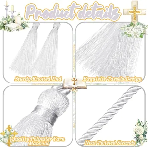 GliCraft 153-Inch White Rope Cincture With Tassels view 3