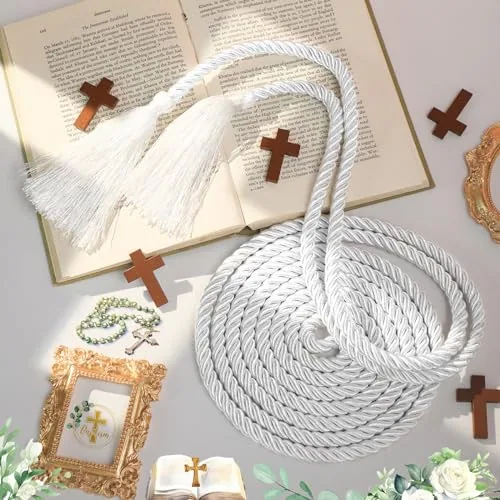 GliCraft 153-Inch White Rope Cincture With Tassels view 4