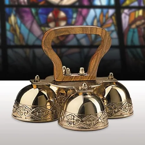 Trinity Church Supply 4-Bell Embossed Brass Altar Bells view 2