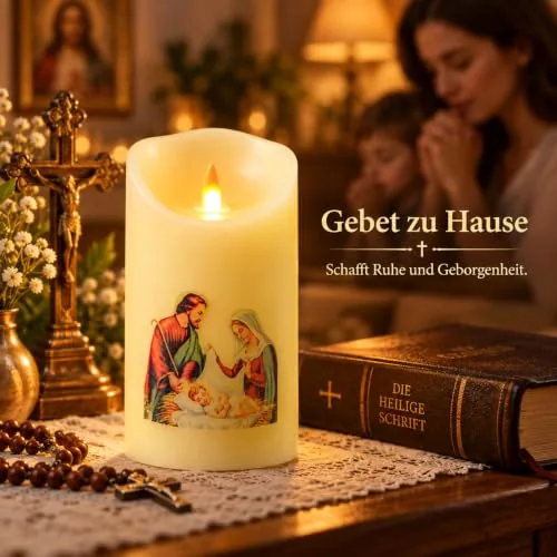 QQFCTOO LED Prayer Candle, Holy Family Image view 4