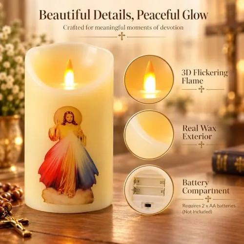 LED Prayer Candle with Image of Jesus